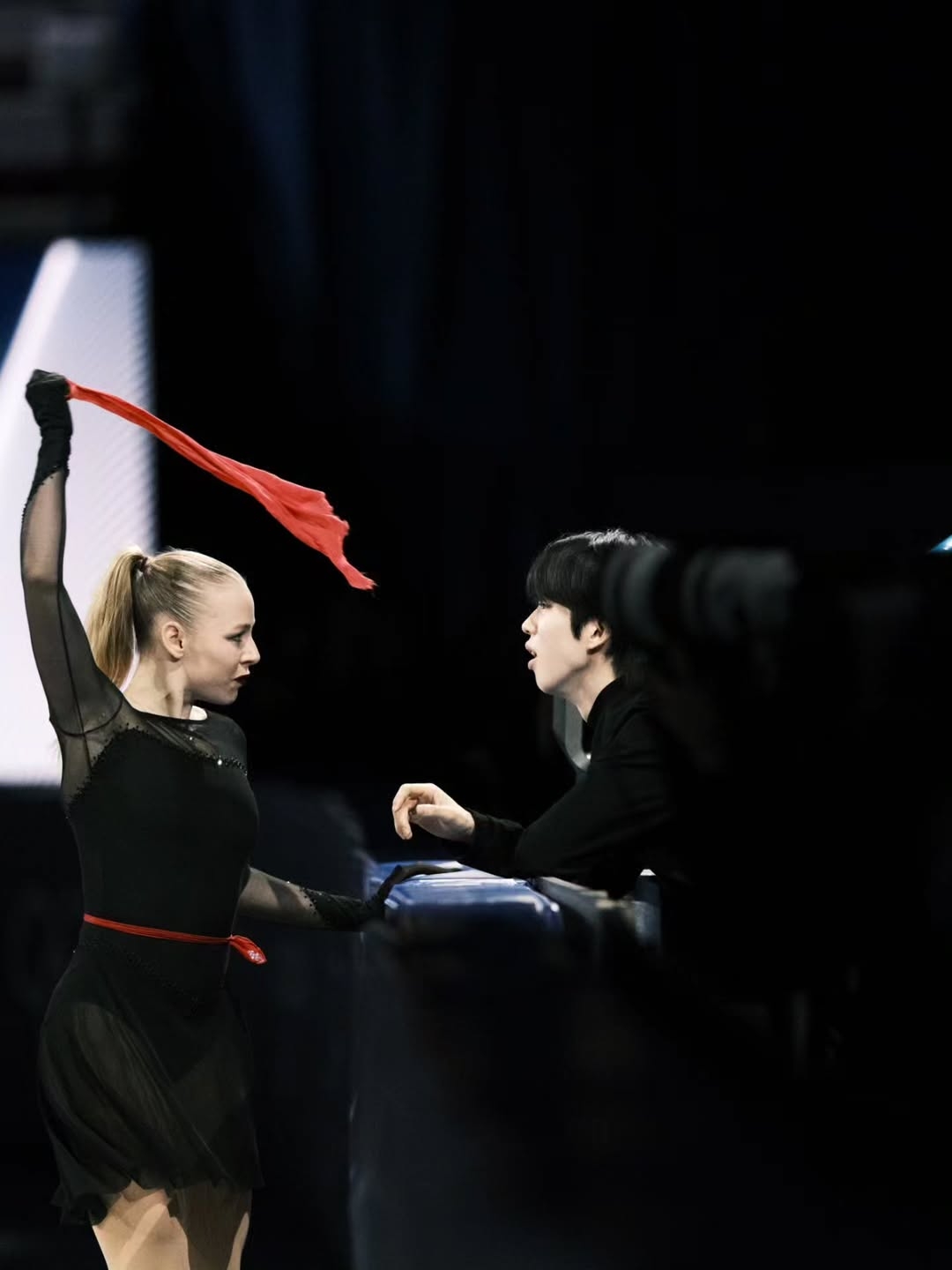 Cha Jun-hwan (right) made a surprise appearance during Estonian skater Nina Petrokina’s program, as one of the suitors competing for her attention. (Nina Petrokina’s Instagram)