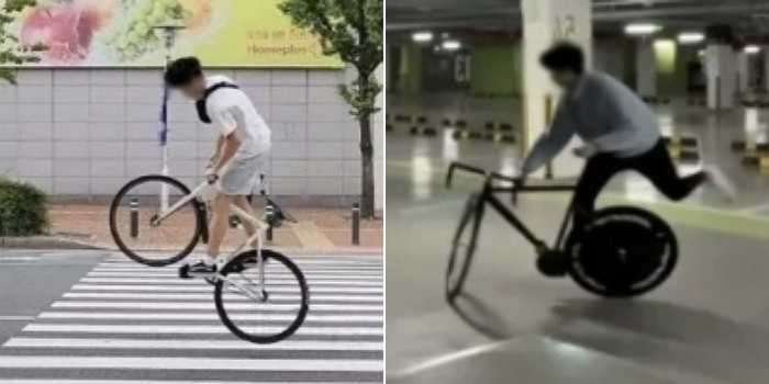 Teenagers ride fixies without complying with traffic regulations. (Online community)
