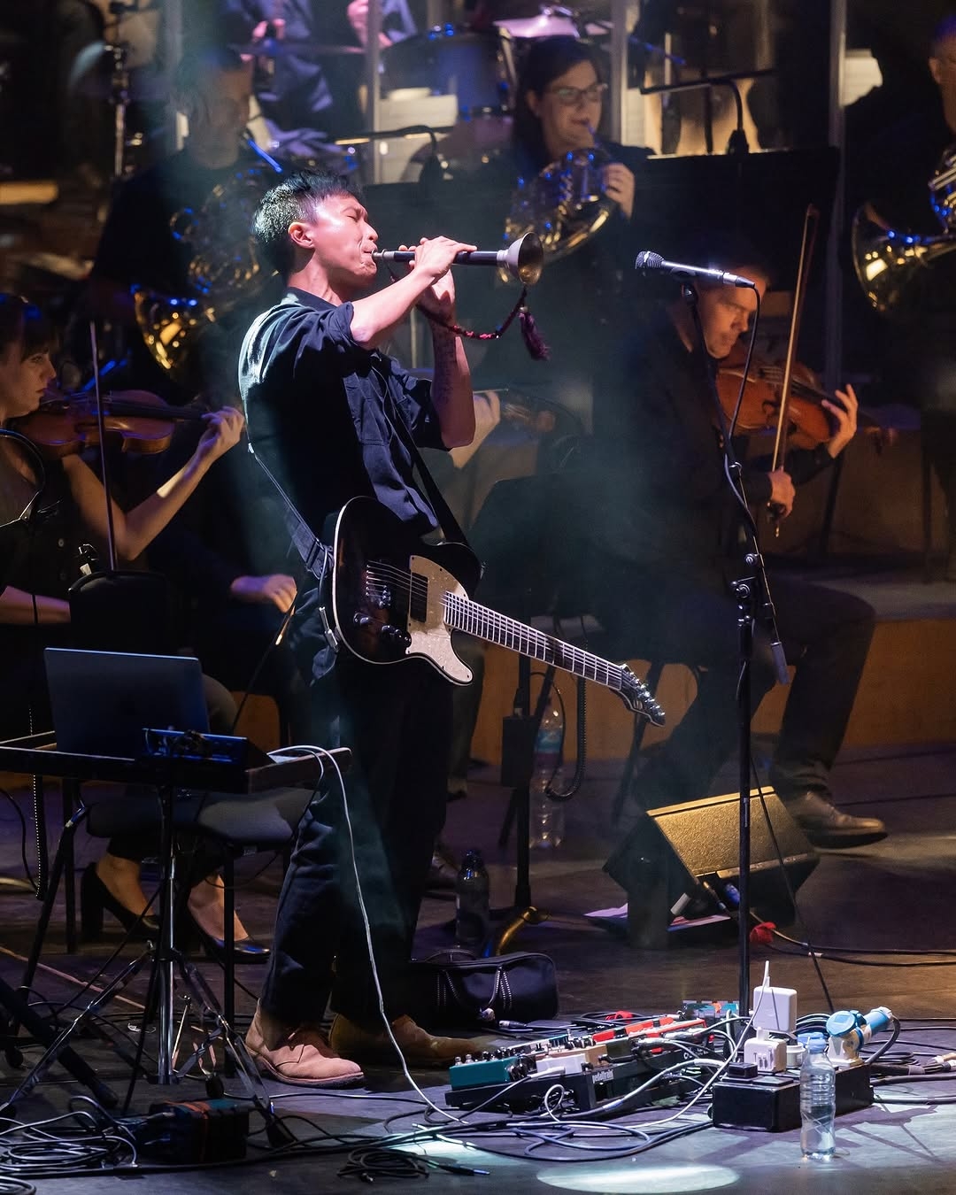Lee Il-woo of Jambinai performs at the Barbican Center with the London Contemporary Orchestra in London in October 2025. (Jambinai)