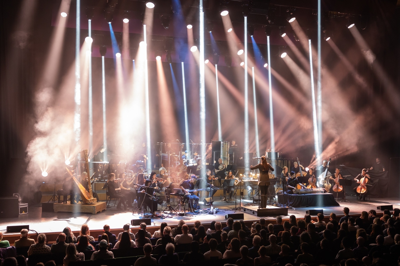 Jambinai perform at the Barbican Center with the London Contemporary Orchestra in London in October 2025. (Jambinai)