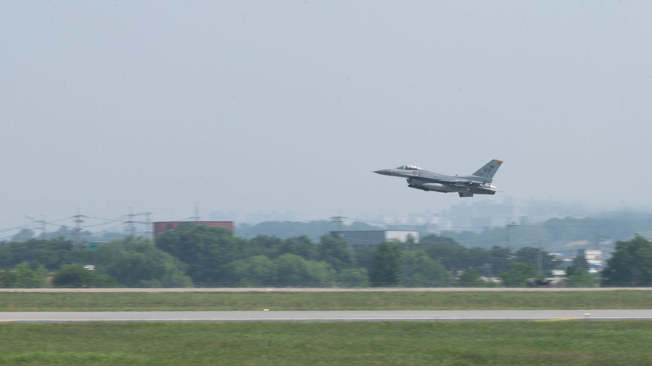 This undated file photo shows a fighter jet during an exercise. (Yonhap)