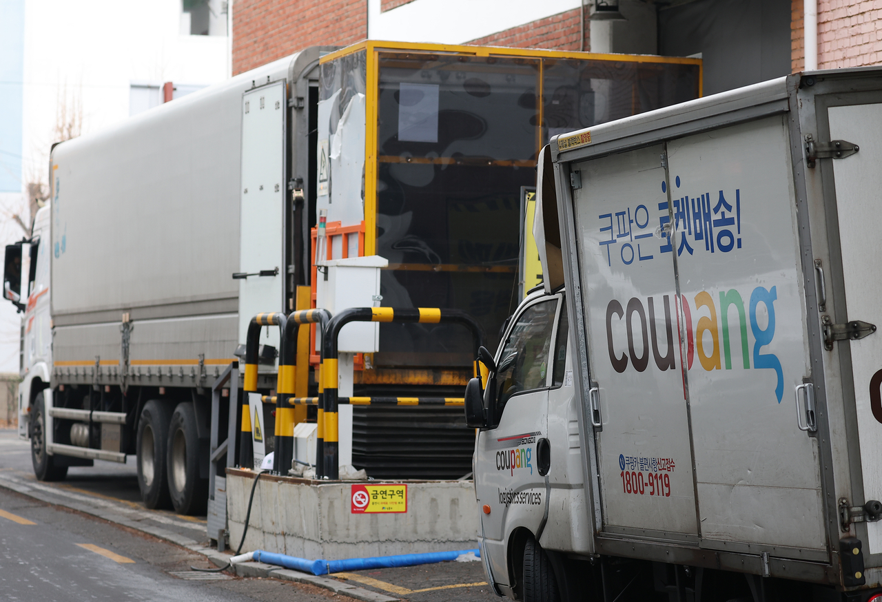 A delivery tuck of online retailer Coupang is seen in this Feb. 11 photo taken in Seoul. (Yonhap)