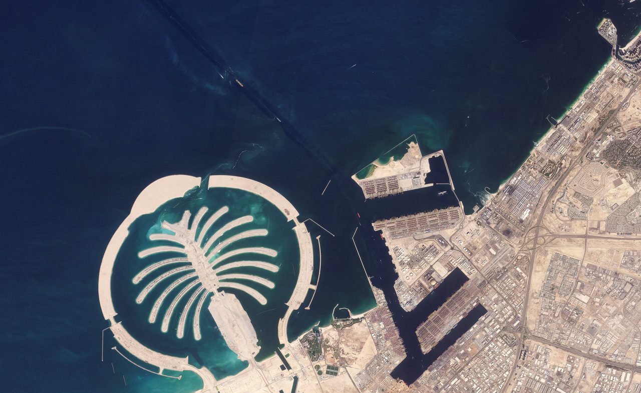 A satellite image of Jebel Ali Port in Dubai, United Arab Emirates, Feb. 24 (Reuters-Yonhap)
