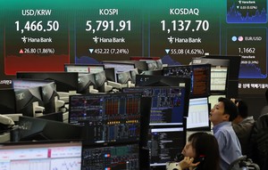 Seoul shares plummet over 7% on Middle East conflict fears; won sharply down