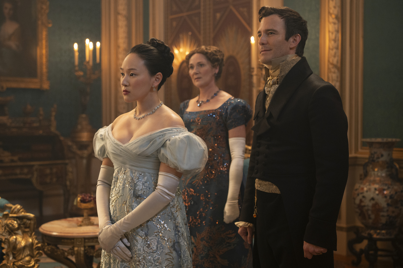 Ha Ye-rin as Sophie Baek (left) and Luke Thompson as Benedict Bridgerton in "Bridgerton" Season 4 (Netflix)
