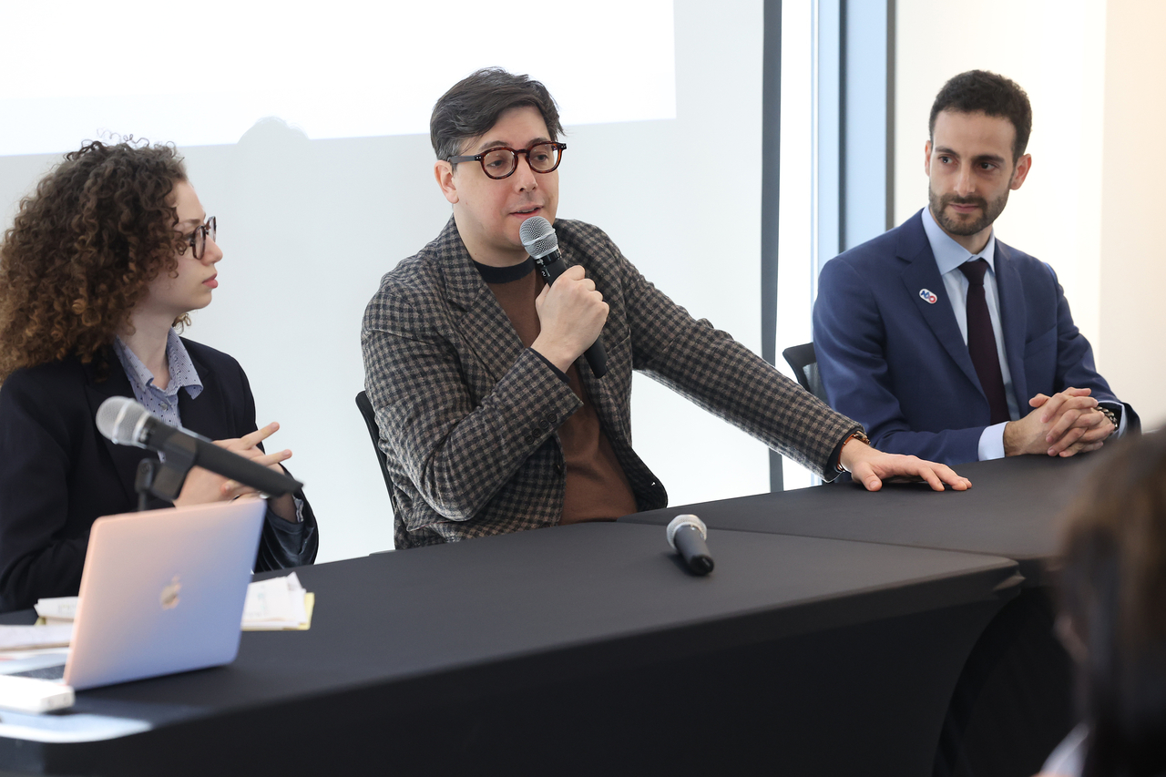 French conductor Adrien Perruchon (center), Pierre Morcos (right), cultural counselor of France in Korea and French pianist Arielle Beck attend a press briefing on cultural exchange events marking the 140th anniversary of diplomatic ties between France and Korea at the French Embassy in Seoul on Thursday. (Yonhap)