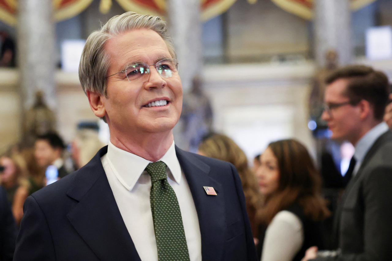 US Secretary of the Treasury Scott Bessent arrives for US President Donald Trump's State of the Union address to a joint session of Congress at the US Capitol in Washington on Feb. 24. (Reuters-Yonhap)