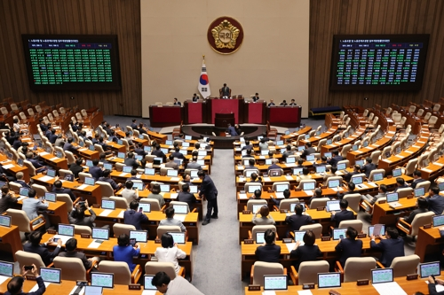 In this file photo, the pro-labor yellow envelope act is passed by the National Assembly in Seoul on Aug. 24, 2025. (Yonhap)