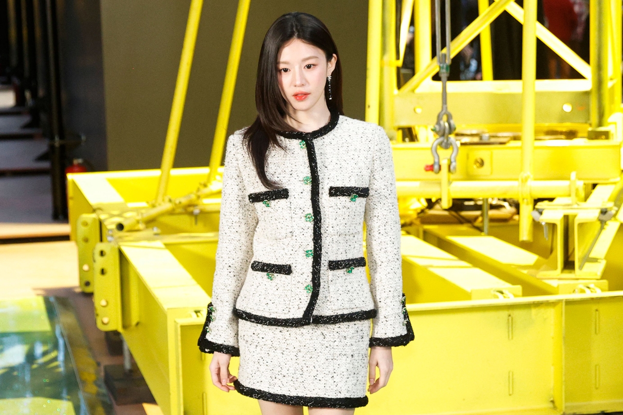 South Korean actor and model Go Yoon Jung poses during a photocall upon arrival to attend the Chanel Women's Ready to Wear fall-winter 2026-2027 collection fashion show as part of the Paris Women's Fashion Week, in Paris, on Monday. (AFP)