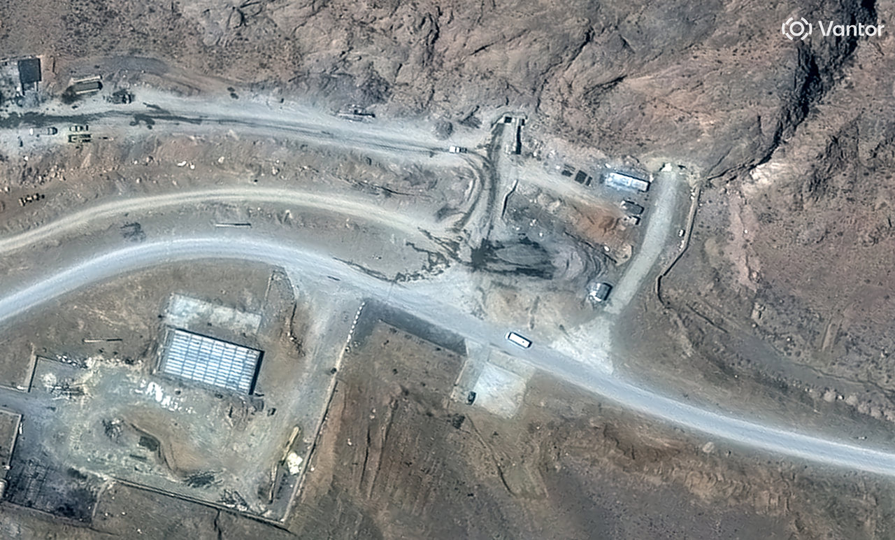 A satellite image shows tunnel entrances at Isfahan missile complex before reported airstrikes, in Isfahan, Iran, Feb. 27. (Reuters-Yonhap)