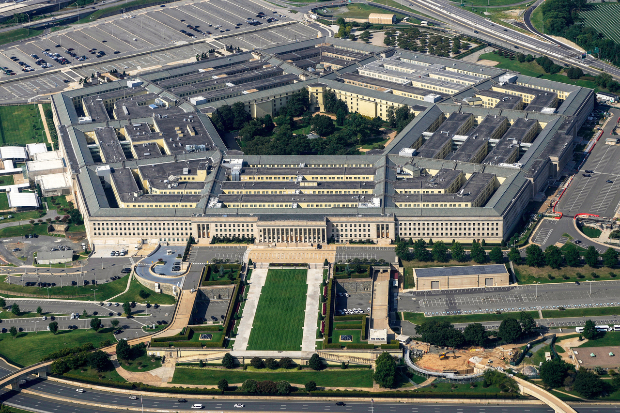 This file photo shows the Pentagon viewed from the window of an airplane on Aug. 27, 2023. (Associated Press)