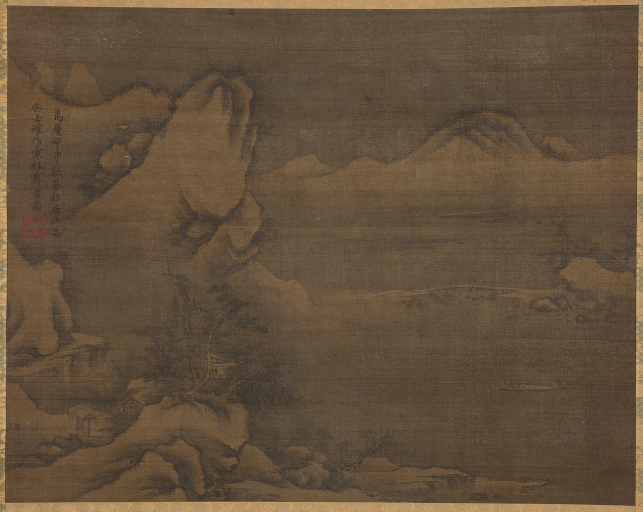 "Snowscape with Figures," 1584. Kim Si (Korean, 1524–1593), owned by The Cleveland Museum of Art (The Overseas Korean Cultural Heritage Foundation)