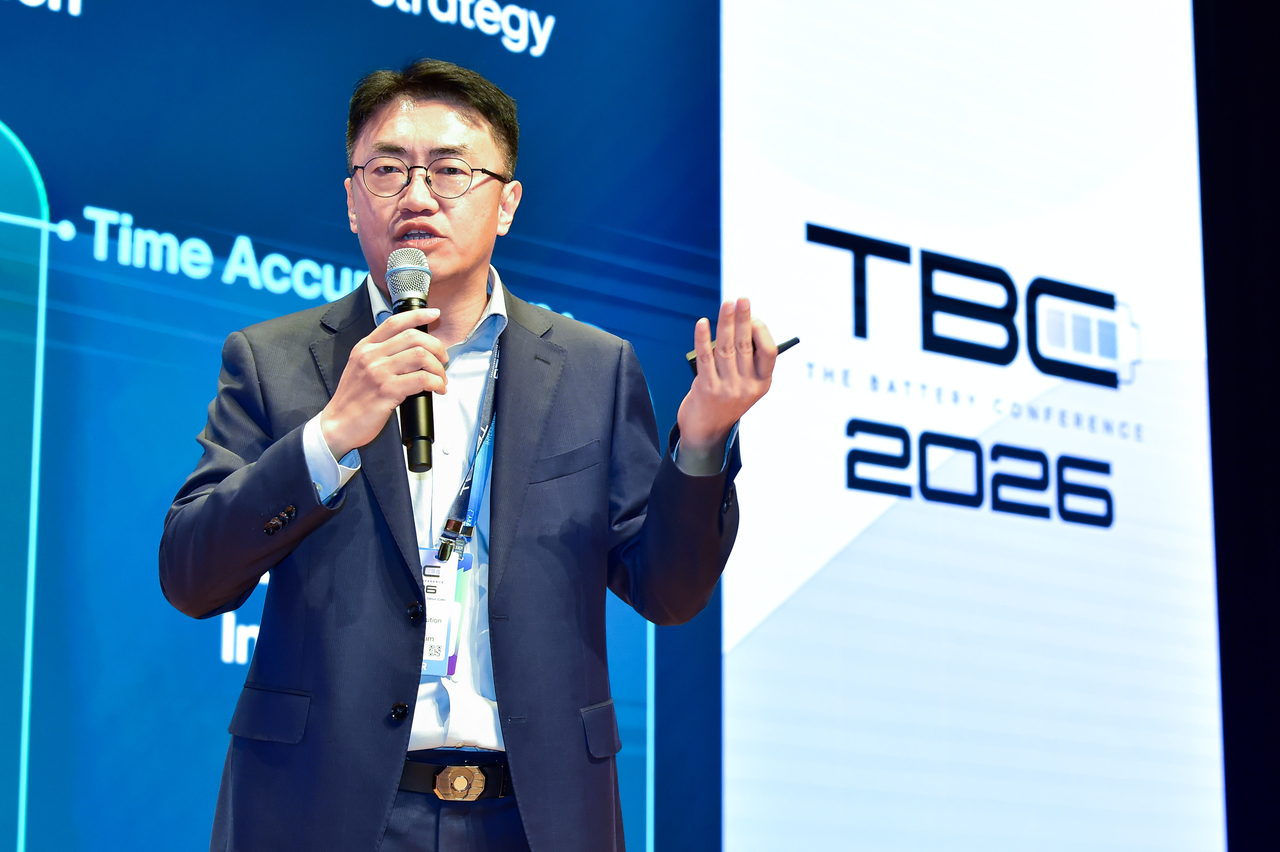 Kim Je-young, chief technology officer at LG Energy Solution, speaks during The Battery Conference, a side event of InterBattery 2026, held at Coex in Seoul on Wednesday. (LG Energy Solution)