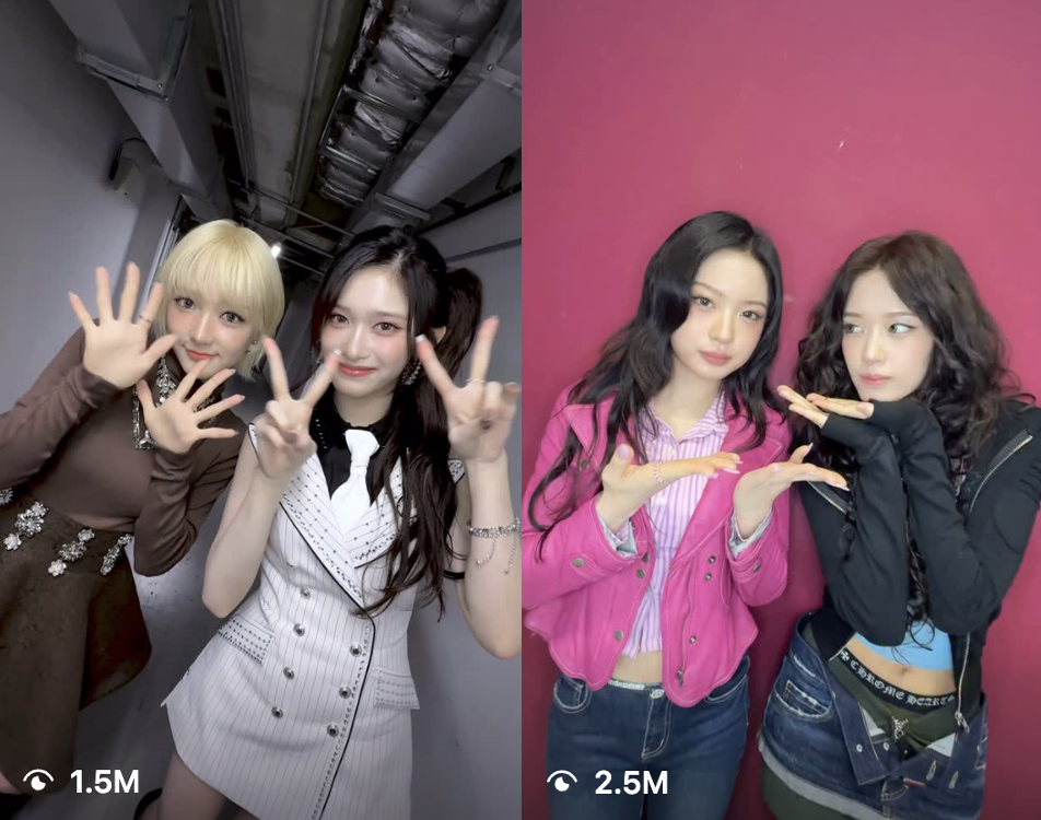 Girl groups Ive and KiiiKiii, both groups from Starship Entertainment, partake in each group's challenge video for Ive's 