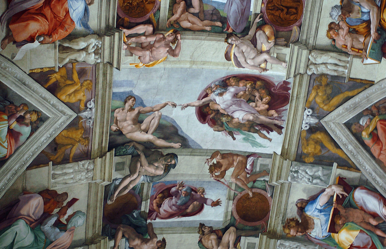 View of a section of "The Creation of the World" by Michelangelo, which adorns the ceiling of the Sistine Chapel at the Vatican.  (Getty Images)