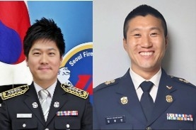 Capt. Lee Hyeong-eun (left) and volunteer firefighter Kim Gwang-yeon. (Seoul Metropolitan Fire & Disaster Headquarters)