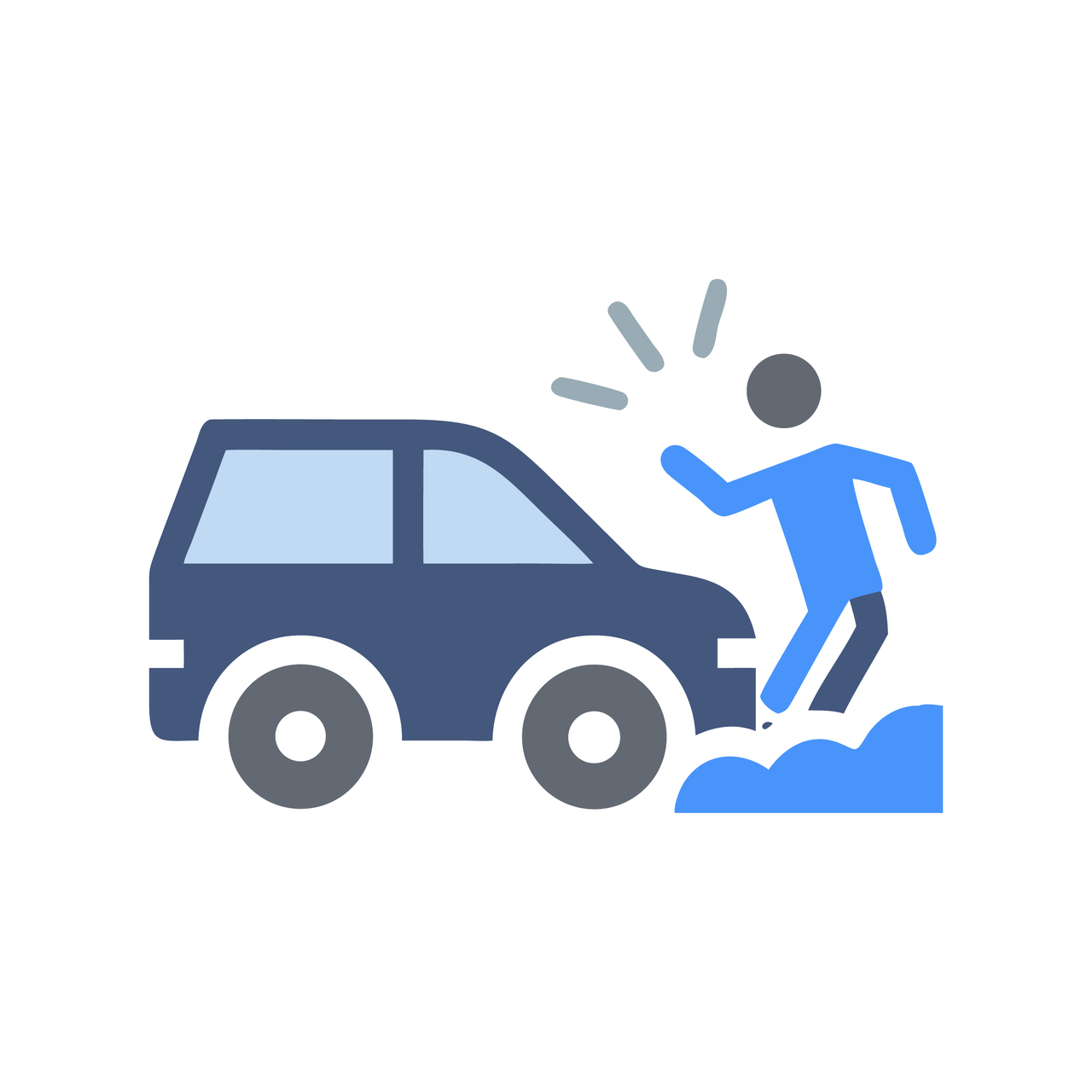 An illustration of a person being hit by a car. (123rf)