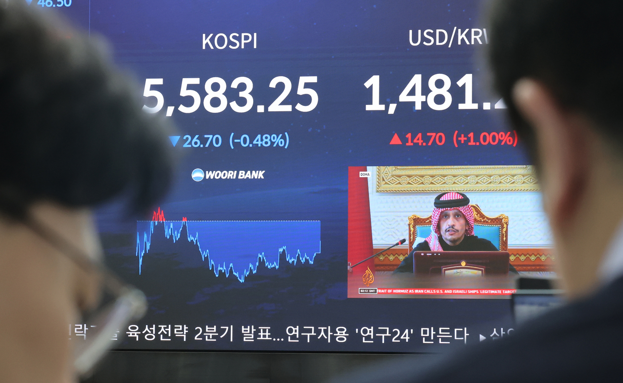 This photo, taken March 12, 2026, shows a dealing room of Woori Bank in Seoul. (Yonhap)