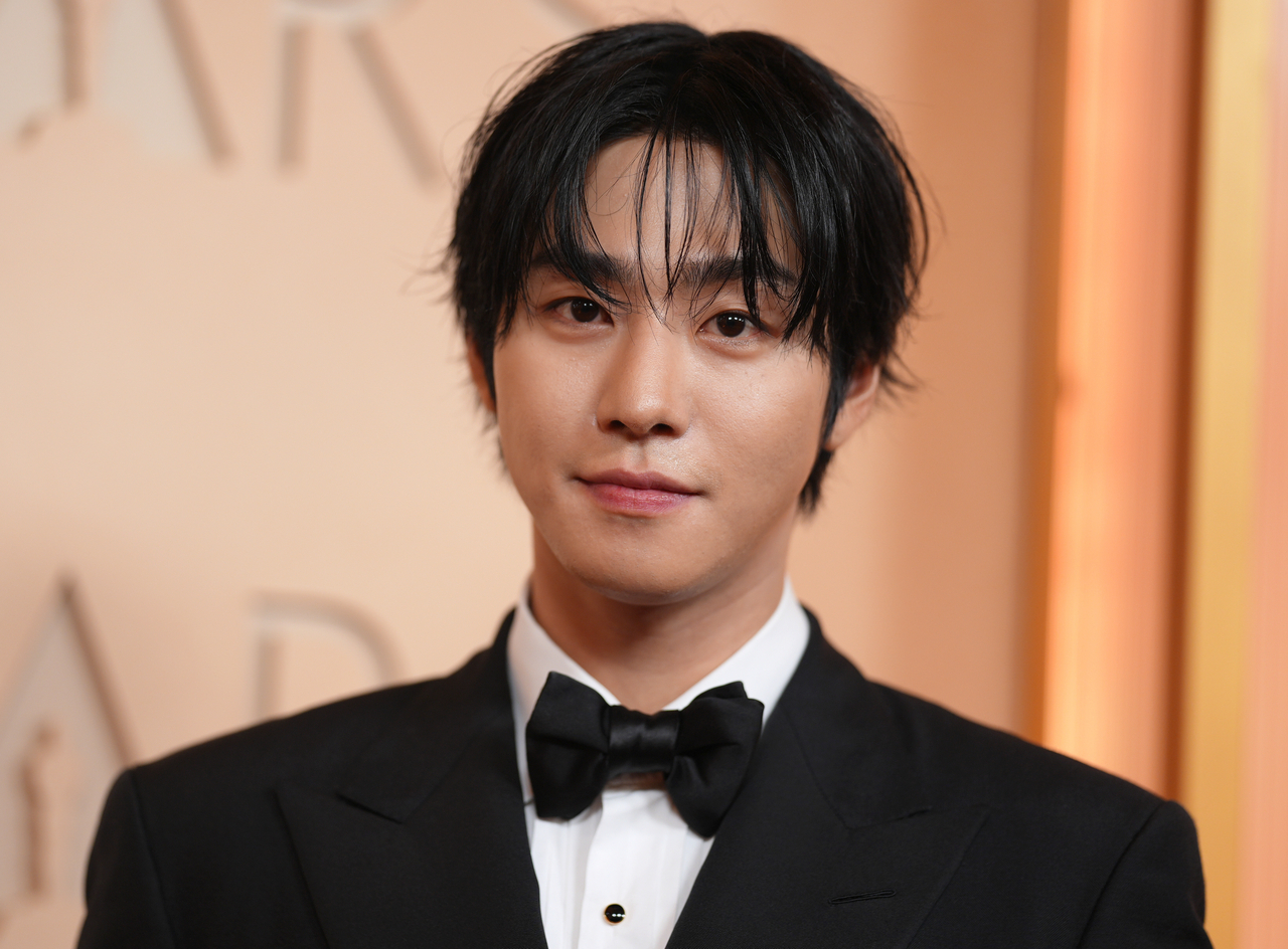 Ahn Hyo-seop on the Oscar red carpet at the 98th Academy Awards in March 2026 as the voice of Jinu in KPop Demon Hunters, marking his first major Western awards ceremony appearance