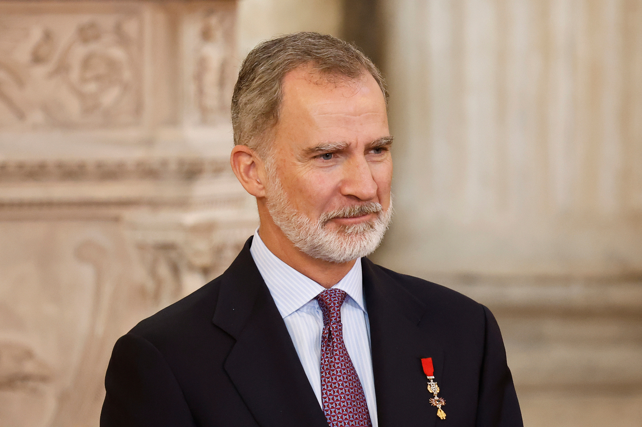 Spain’s King Felipe attends an event at the Royal Palace in Madrid, June 19, 2024.   (AP-Yonhap)