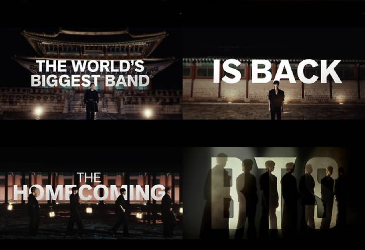 A teaser for BTS' comeback is filmed at Geunjeongjeon, the main hall of Gyeongbokgung. (Netflix)