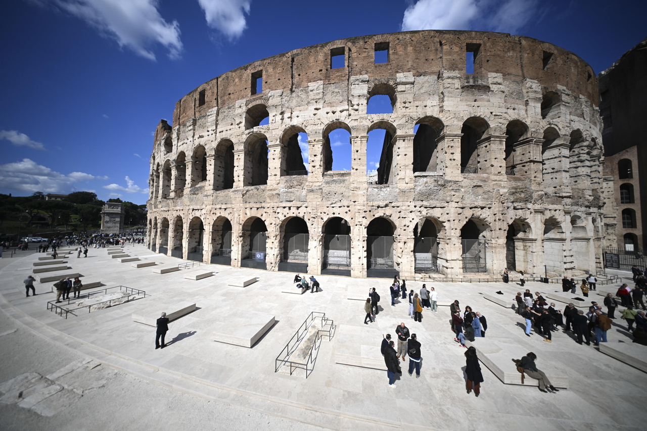 The inauguration of the new layout and archaeological area of the southern ambulacra of the Colosseum in Rome, Italy, Tuesday.   (EPA-Yonhap)