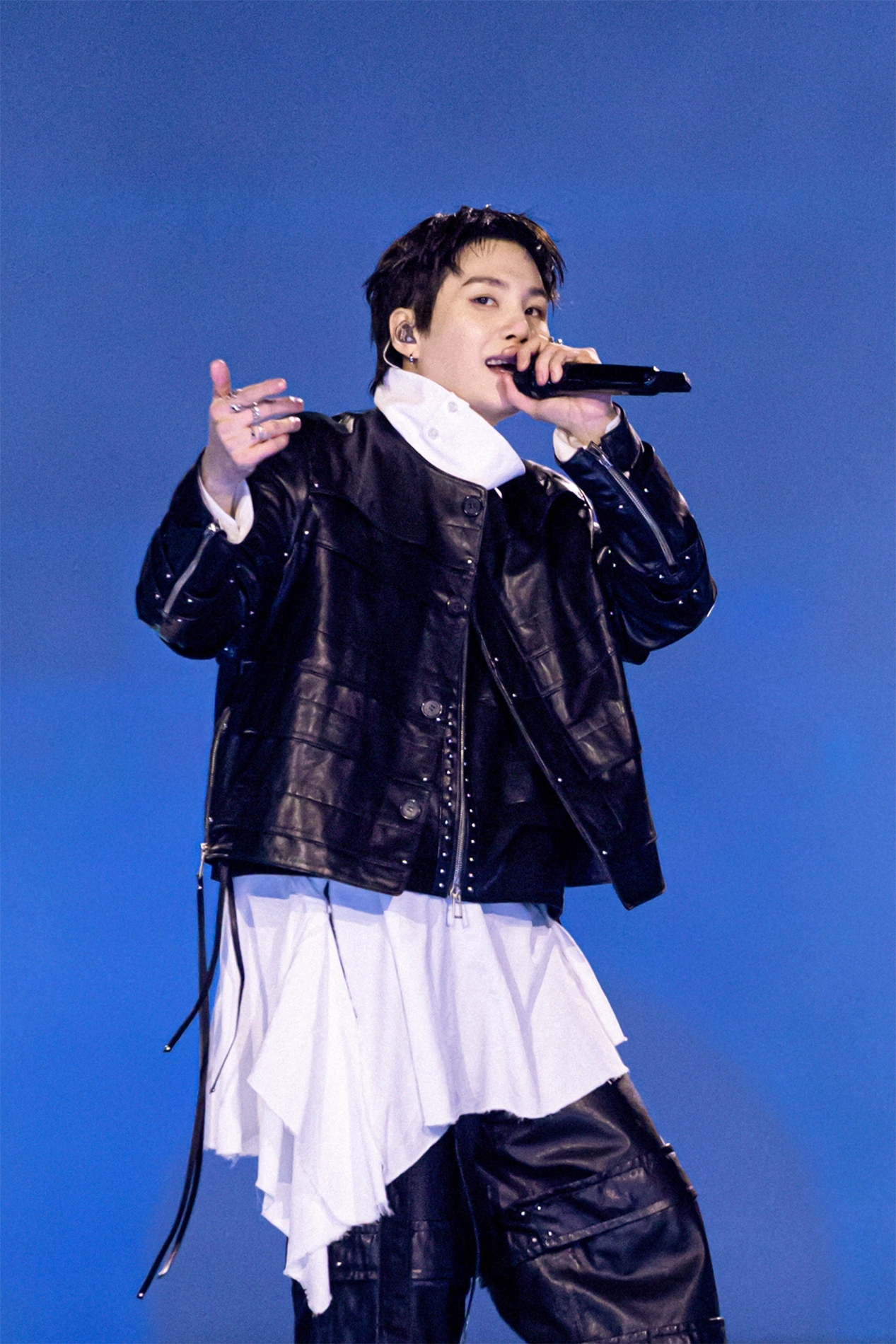 Suga of BTS performs at Gwanghawmun in central Seoul on Saturday. (Big Hit Music)
