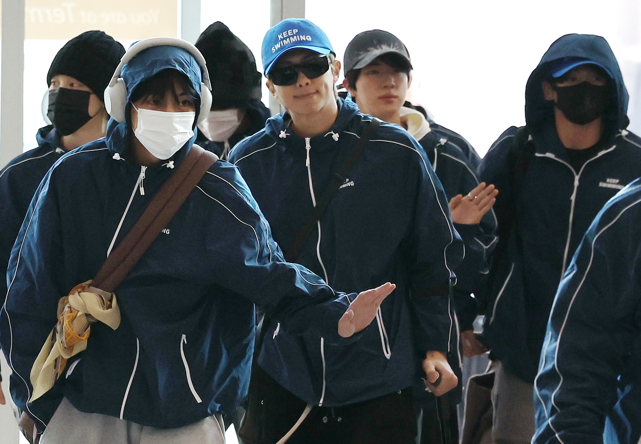 BTS departs via Incheon Airport on Sunday for a Spotify performance in New York. (Yonhap)