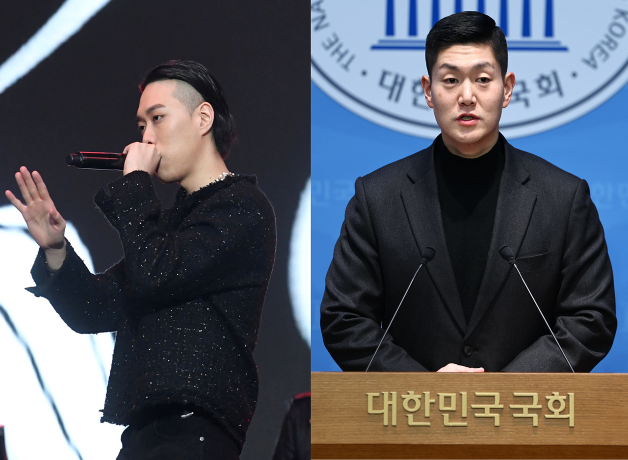(Left) Rapper BewhY and Rep. Kim Jae-sub (Newsis)