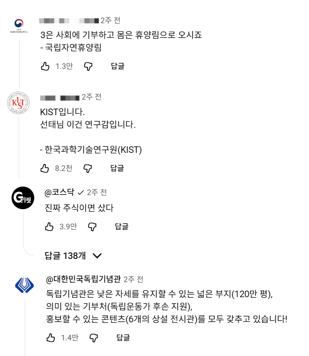 김선태 유튜브 댓글 캡처