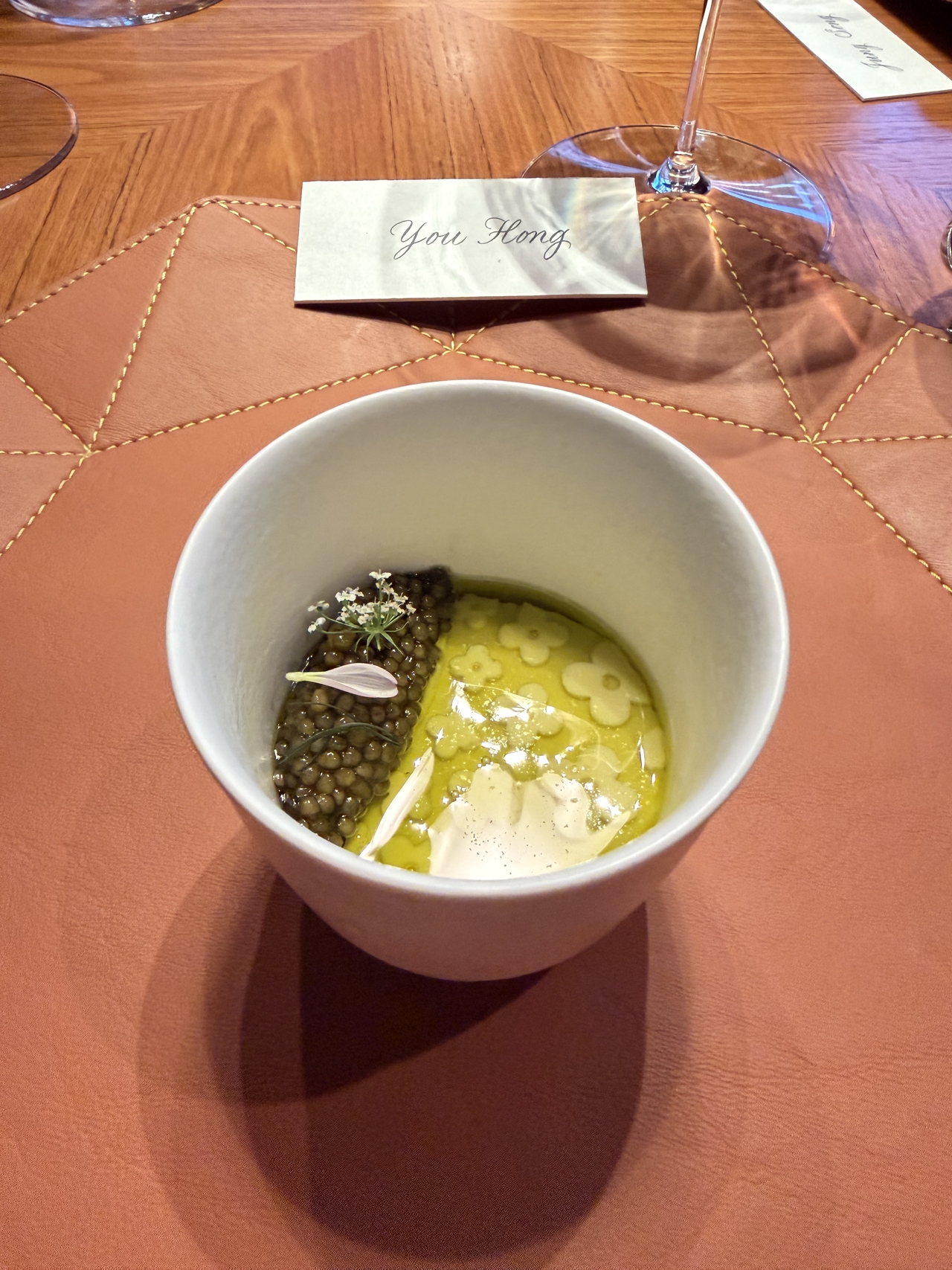 Kaluga caviar, cauliflower, perilla oil (Hong Yoo/The Korea Herald)