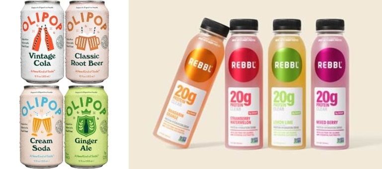 Olipop의 프로바이오틱스 기능성 소다, SYSTM Foods의 기능성 음료 REBBL [각 사 제공]