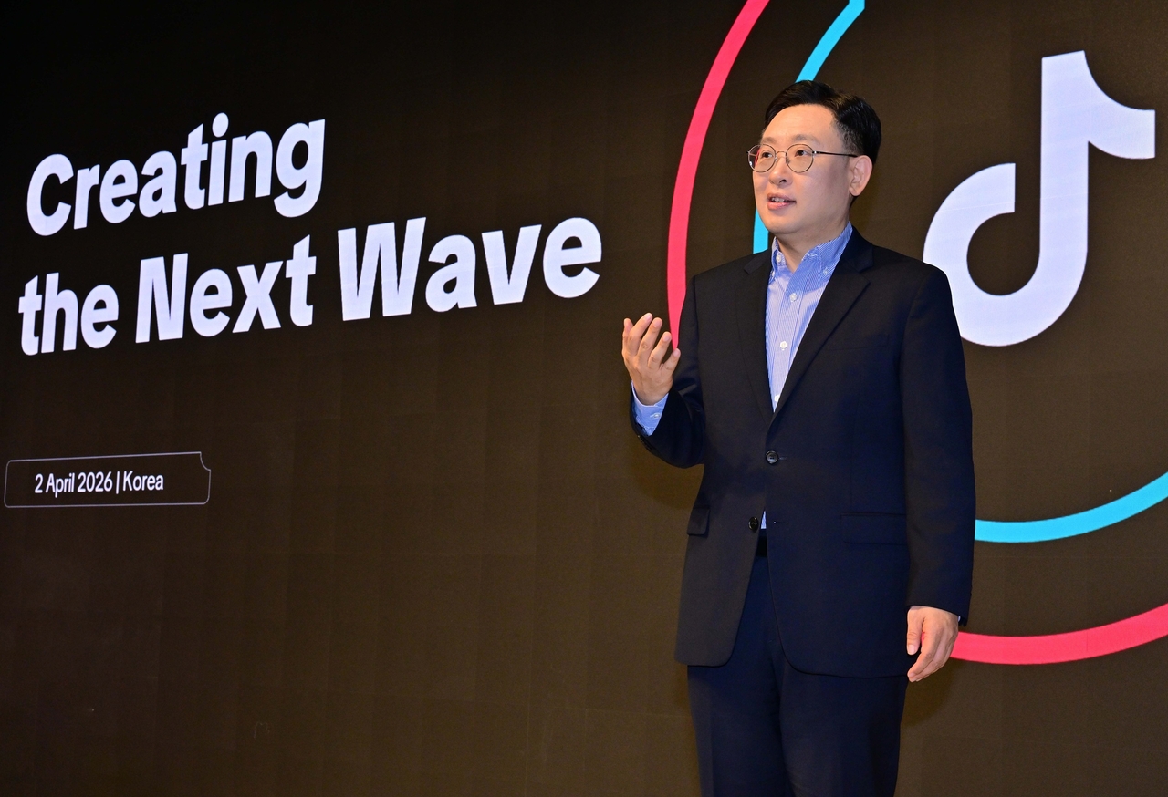 Jung Jae-hoon, head of operations at TikTok Korea, delivers a presentation during the “K-Impact Summit 2026” in Seoul, Thursday. (TikTok Korea)