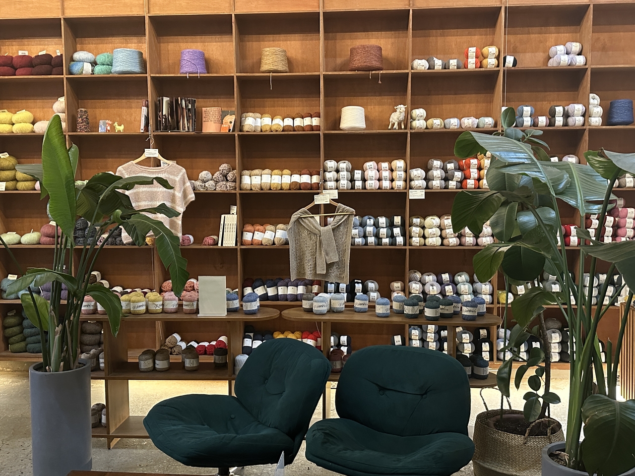 A collection of yarn that is available for sale is on display at Cafe Merino in Seongdong-gu, eastern Seoul. (Lee Jung-joo/The Korea Herald)