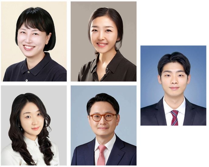 Shown are participants in the second session: (clockwise from top left) Sunny, ESG team lead at Kakao Bank; Jeong Soo-jeong of LG Electronics Inc.’s ESG Office; moderator Kim Kwang-woo, staff reporter at Herald Business; Yoon Yong-hee, partner at Yulchon LLC; and Kim Kyeong-yeon, director of the global strategy division at Eco&Partners. (Courtesy of each individual)