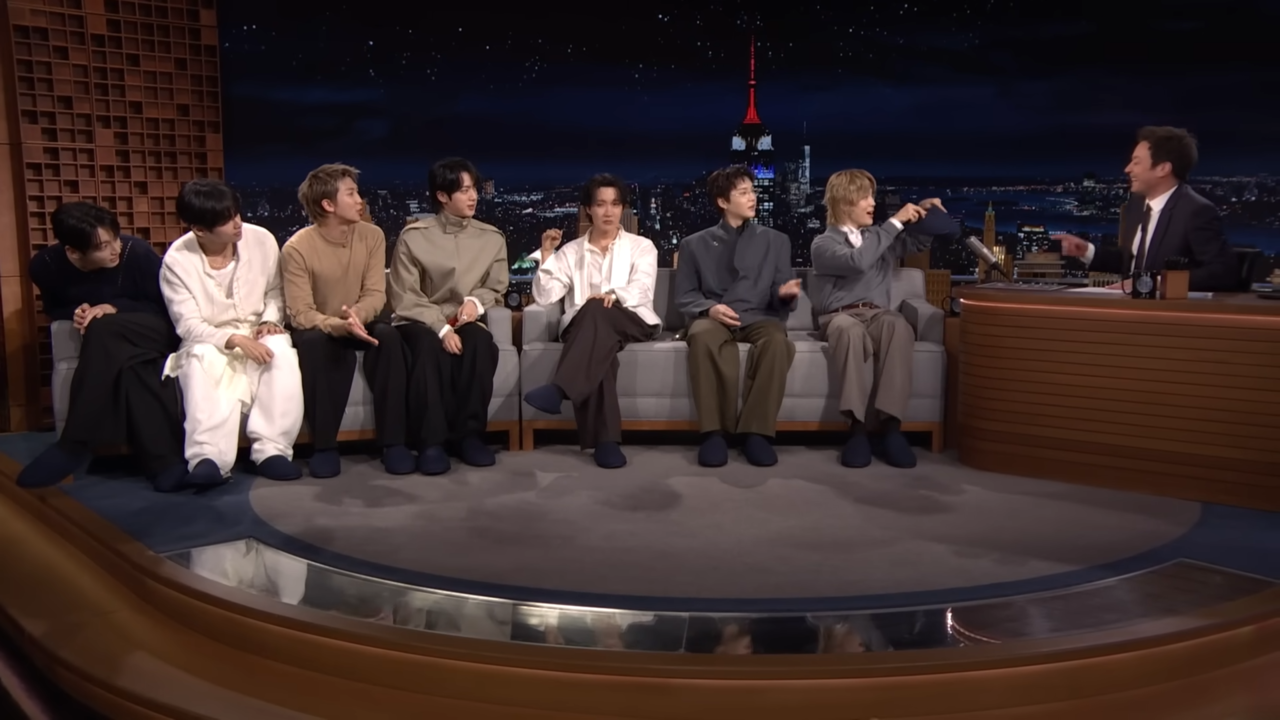 BTS gifts indoor slippers to Jimmy Fallon while starring on NBC's 