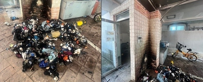 A pile of trash after a fire was extinguished (Incheon Fire Department)