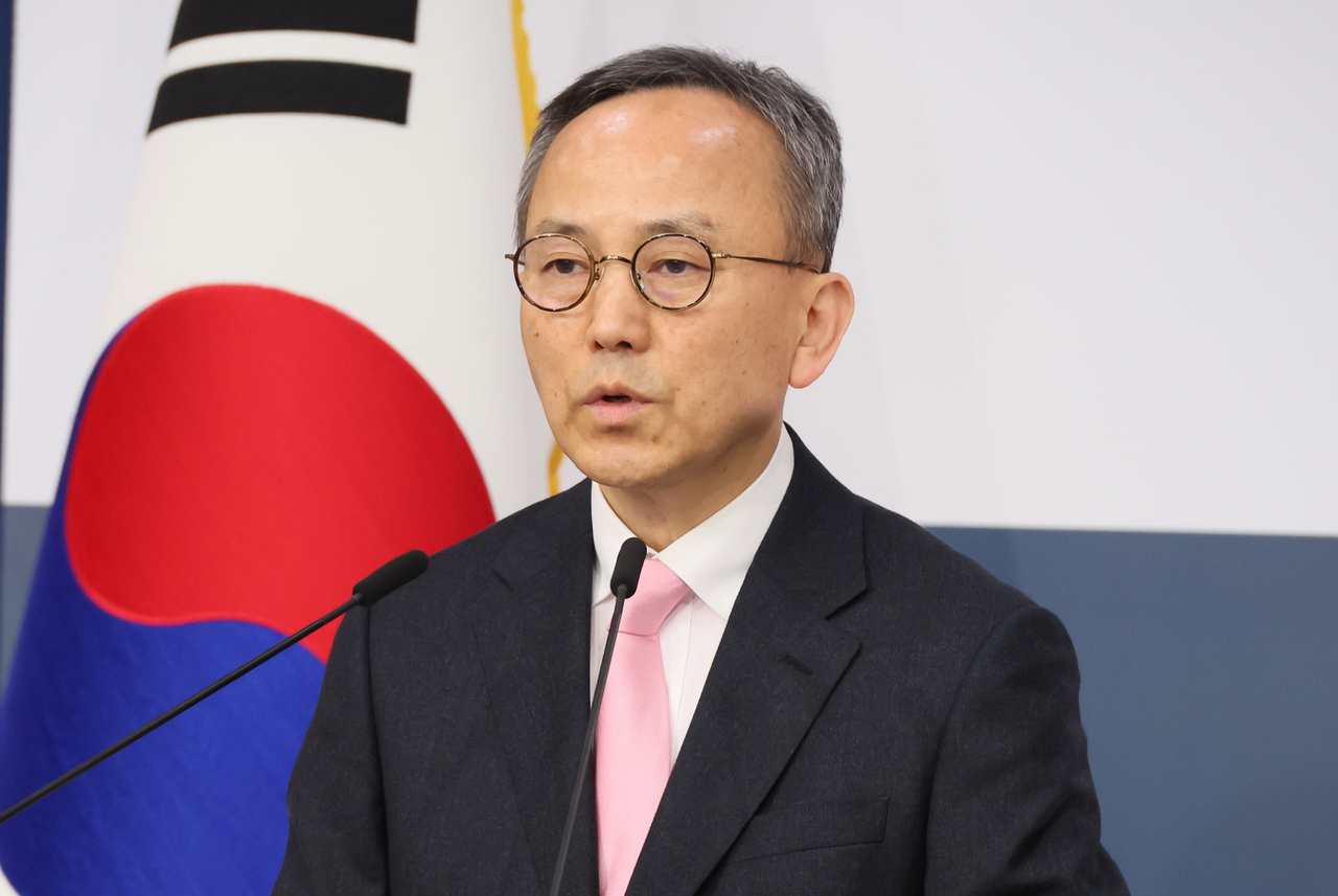Foreign Ministry spokesperson Park Il speaks during a press conference held on Tuesday at the Seoul Government Complex in Jongno-gu, Seoul. (Yonhap)
