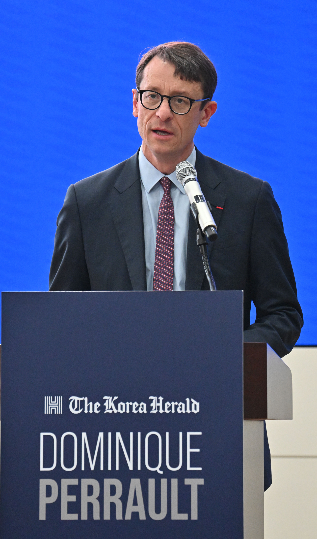French Ambassador Philippe Bertoux speaks during the 2026 Korea Herald Architecture Talk at Ewha Womans University’s Ewha Campus Complex in Seoul, Tuesday. (Yoon Chang-bin/The Korea Herald)