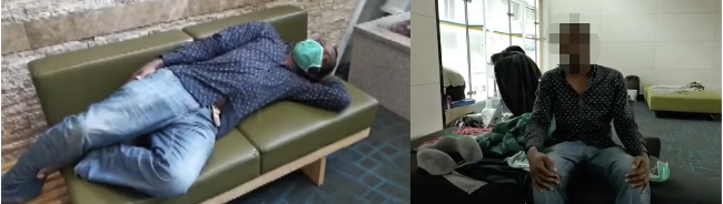 Photos of a Congolese asylum seeker who was detained for over a year at Incheon Airport's transit area in 2021 (Duroo)