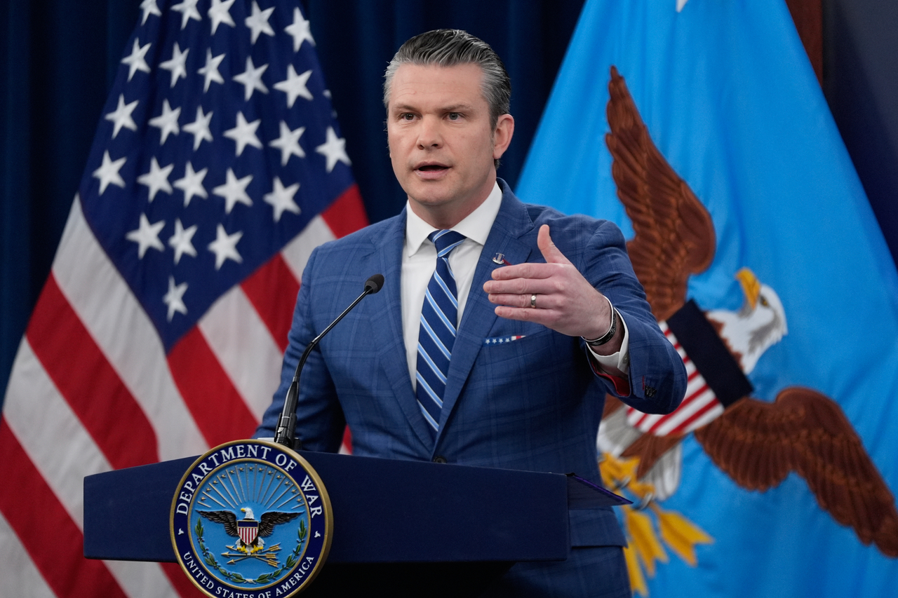 Defense Secretary Pete Hegseth speaks to members of the media during a press briefing at the Pentagon in Washington on Wednesday. (AP)