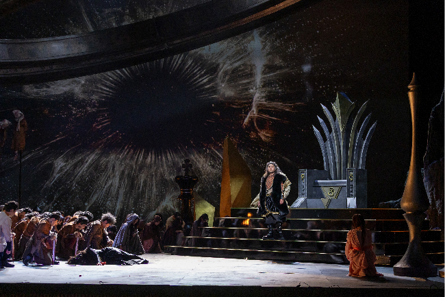 A rehearsal for the Seoul Metropolitan Opera's production of Verdi's "Nabucco" takes place at the Grand Theater of Sejong Center for the Performing Arts on Wednesday. (Sejong Center for the Performing Arts)