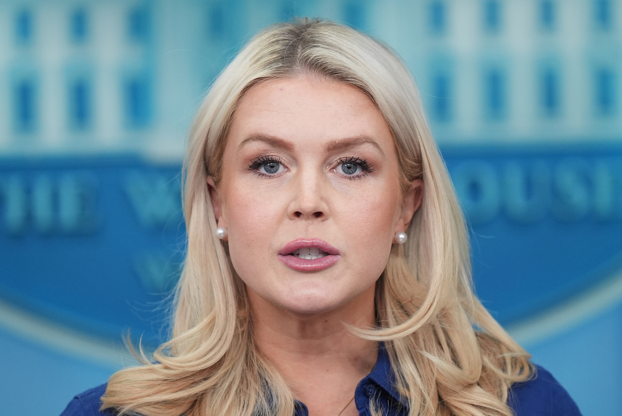 White House press secretary Karoline Leavitt speaks during a press conference at the White House in Washington on Wednesday. (AP-Yonhap)