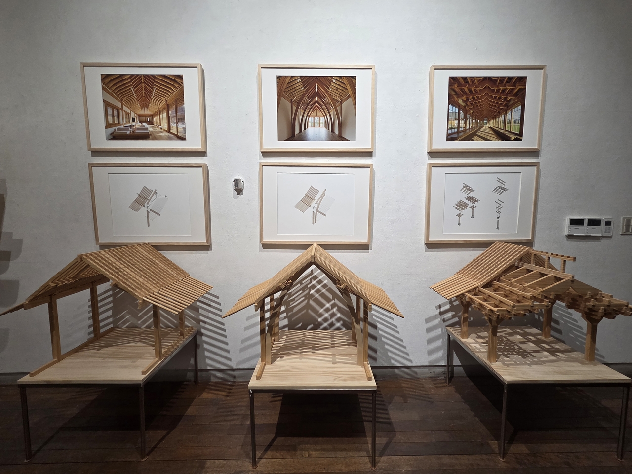 An exhibition for “Timbercraft: Lost Tectonics from East Asia” is on view at Topohaus in Seoul on April 4. (Park Yuna/The Korea Herald)