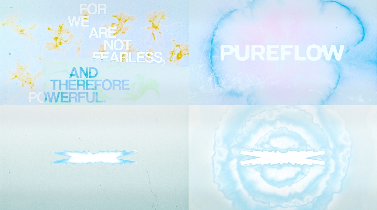 Stills of logo motions for Le Sserafim’s upcoming studio album “Pureflow pt. 1.” (Source Music)