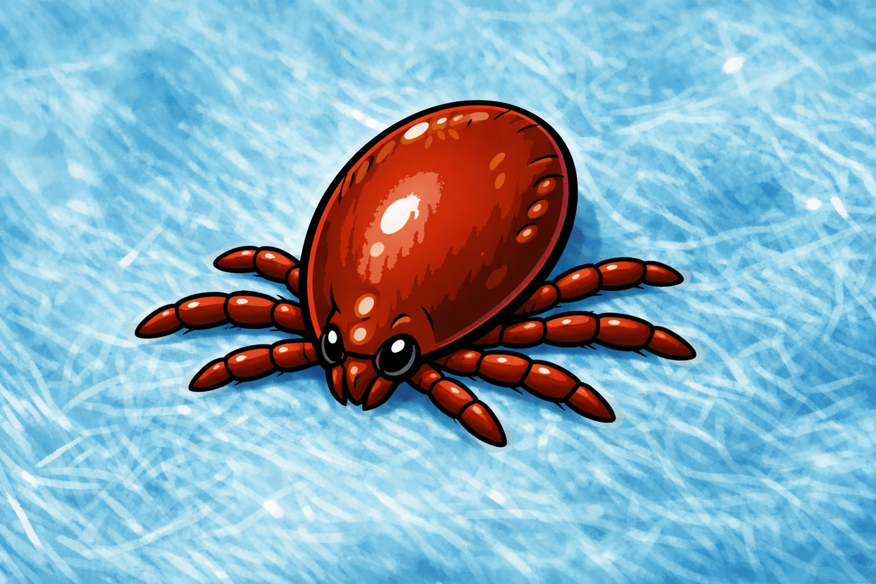 An AI-generated illustration of Haemaphysalis longicornis, the most common disease-carrying tick species in Korea, used in place of real images to reduce discomfort (Chat GPT/The Korea Herald)