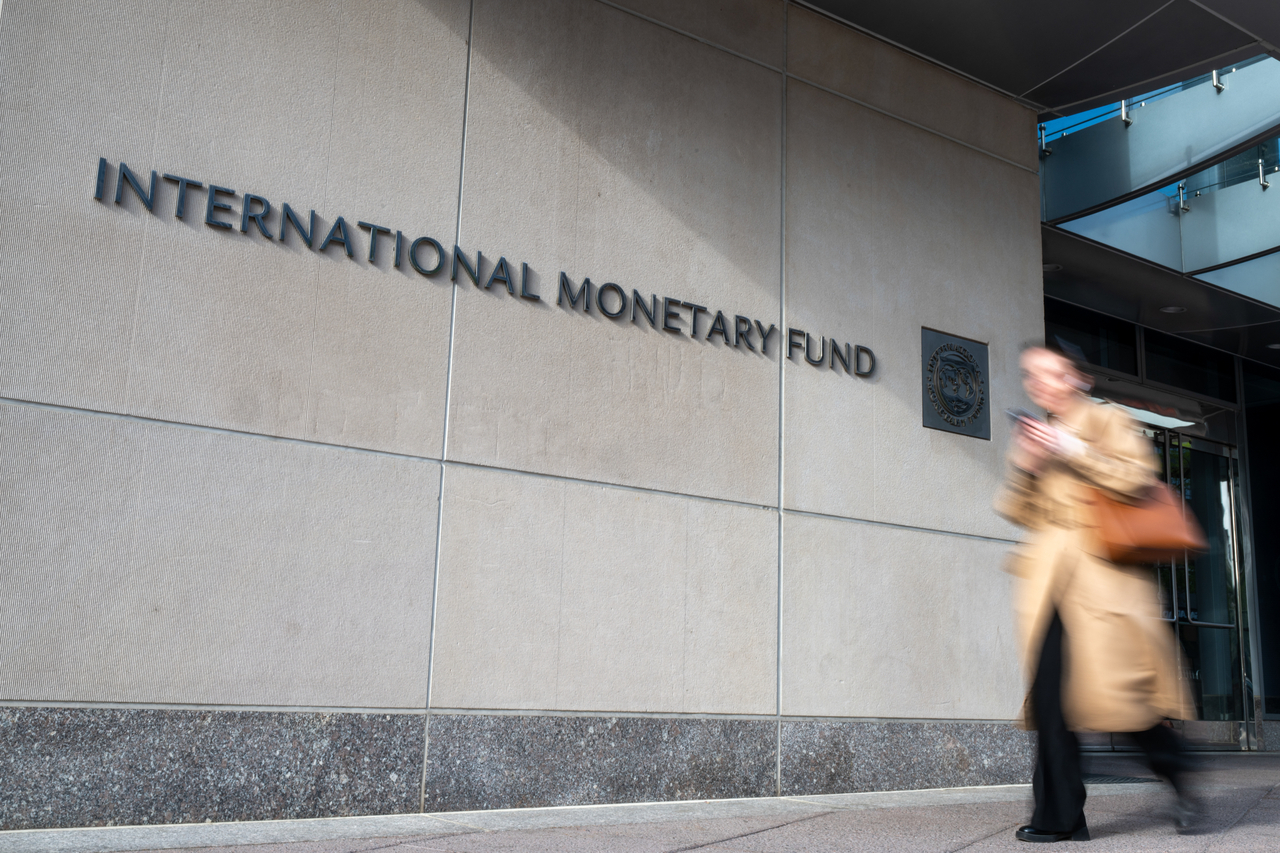 The International Monetary Fund headquarters in Washington on April 9. (Getty Images)