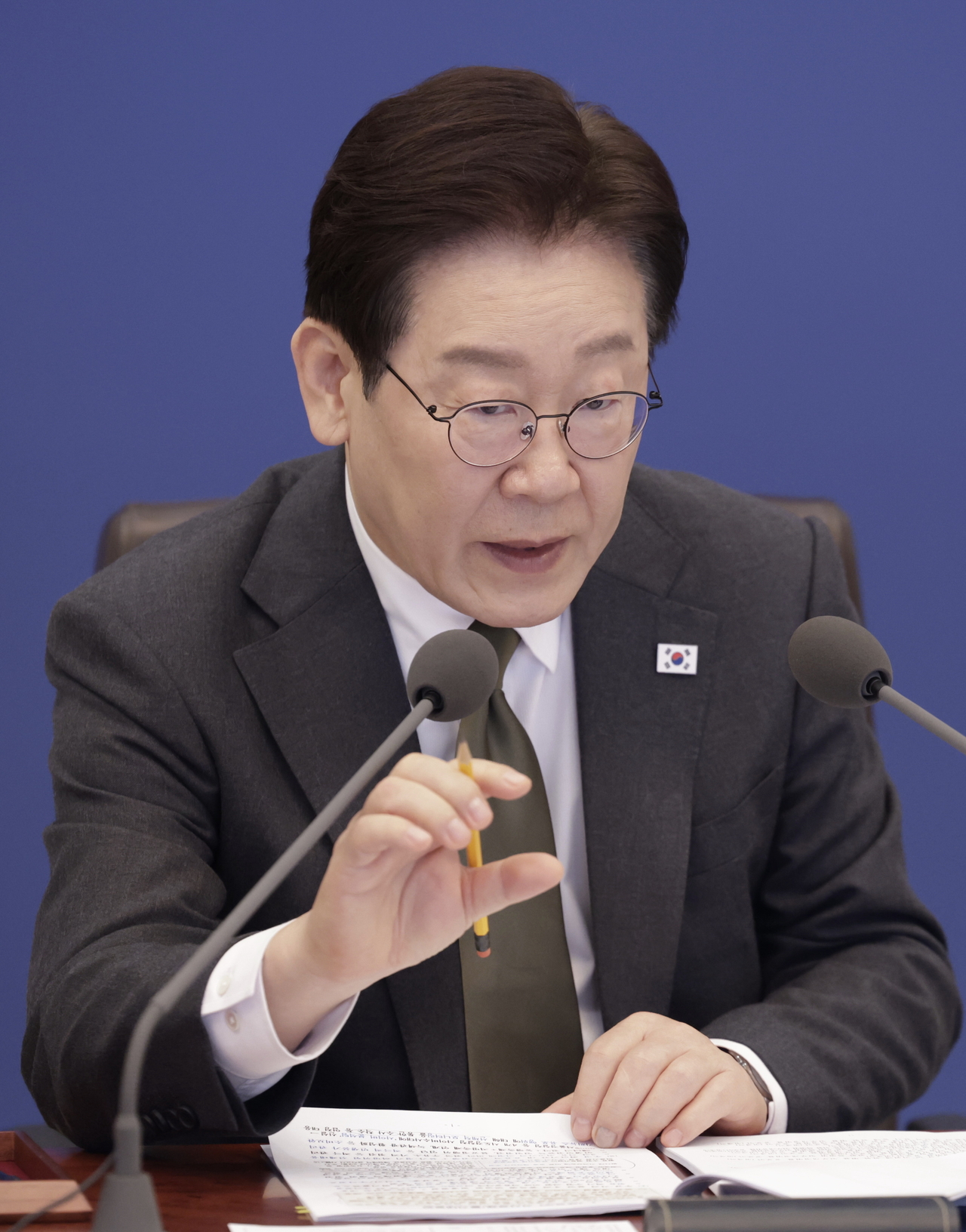 President Lee Jae Myung speaks at the Cabinet meeting in Seoul on Tuesday. Yonhap