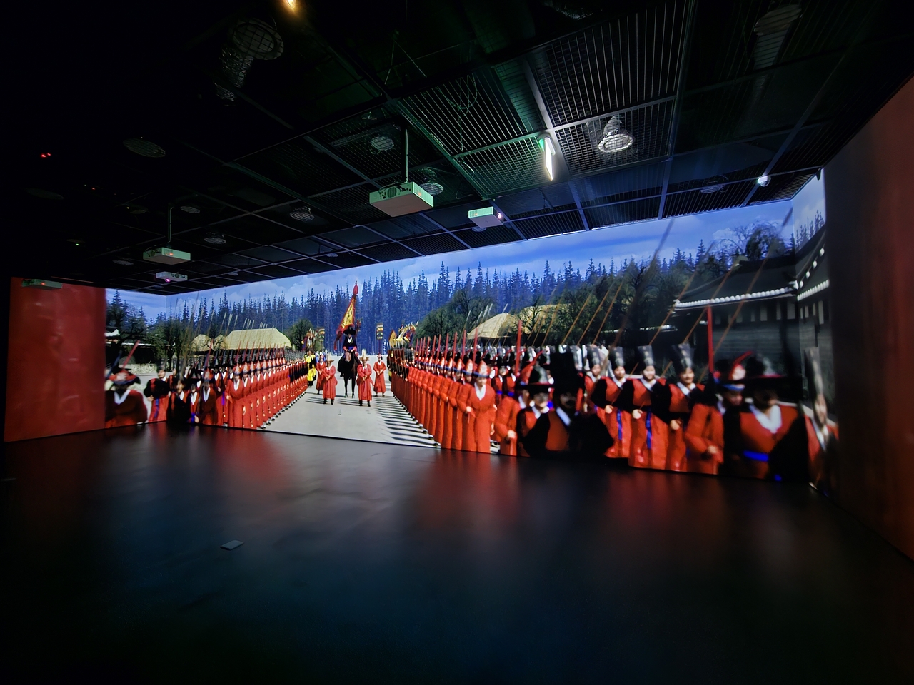 View of “The Day of the Military Rites at Hwaseong: The King’s Army Revived in Light" at the National Museum of the Annals of the Joseon Dynasty. (National Museum of the Annals of the Joseon Dynasty)