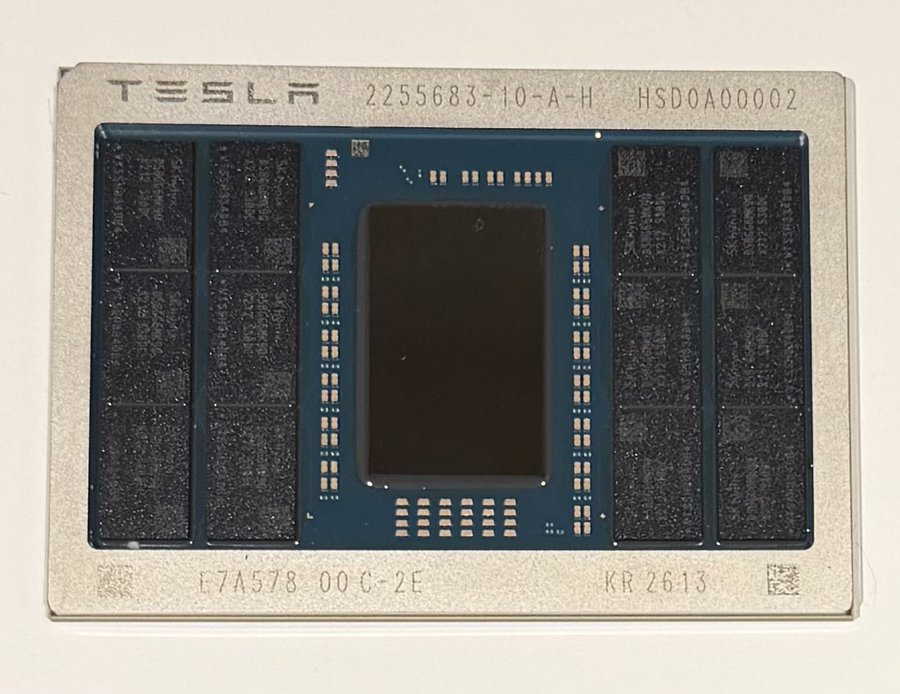 The “KR2613” etched on the bottom right corner of this Tesla A15 chip indicates it was manufactured at Samsung Electronics’ foundry in Korea in the 13th week of 2026. (Elon Musk X)